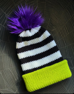 Beetlejuice inspired beanie